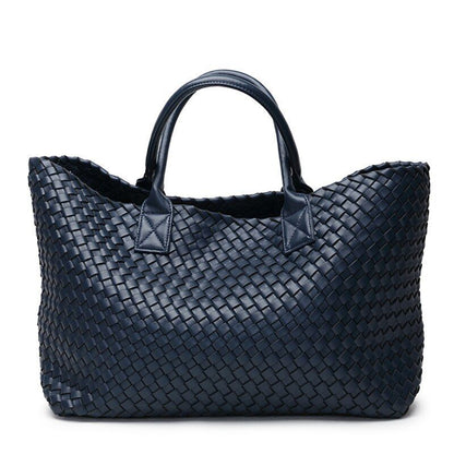 Woven Handbags Imitation Sheepskin Shoulder Bag Large Bucket Bag Women Leather