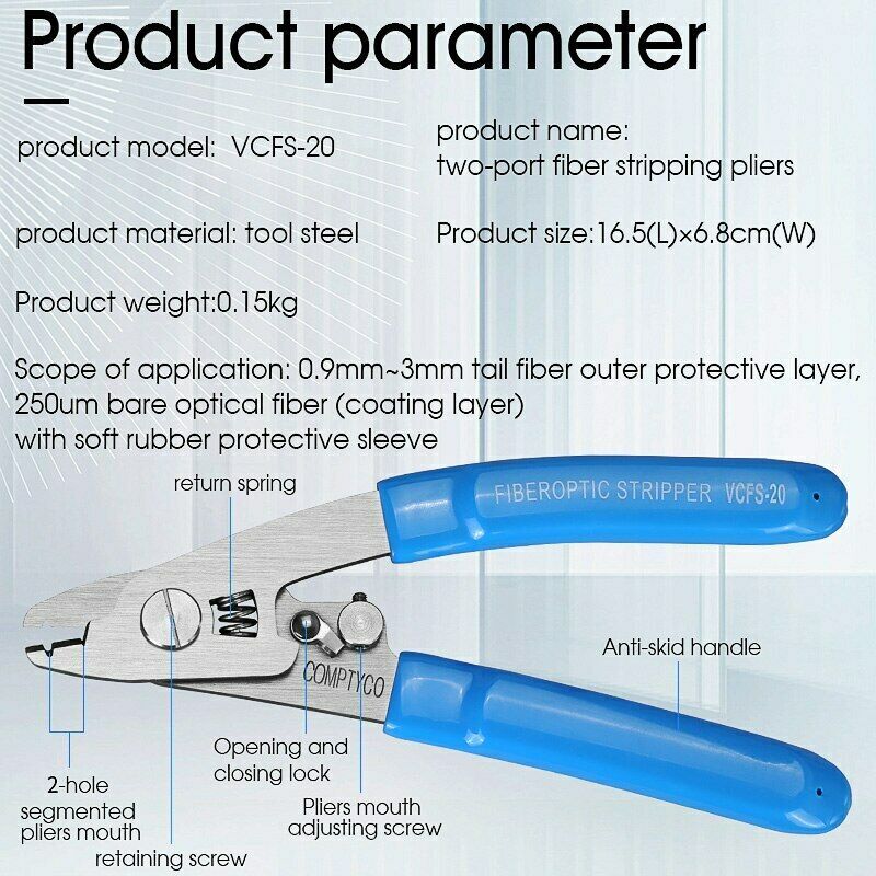 Stainless Steel VCFS-20 Two-port Fiber Optical Stripper Pliers Wire Stripper