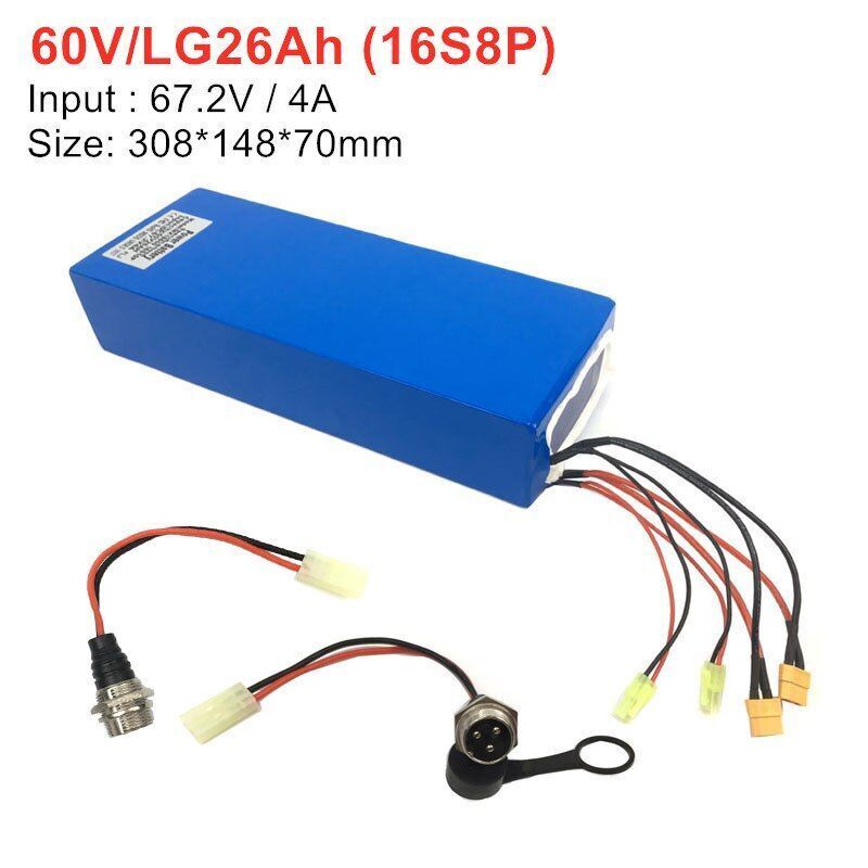 Electric Scooter Lithium Battery Pack 2 - Charging Ports Fast Charging 67.2V/60V