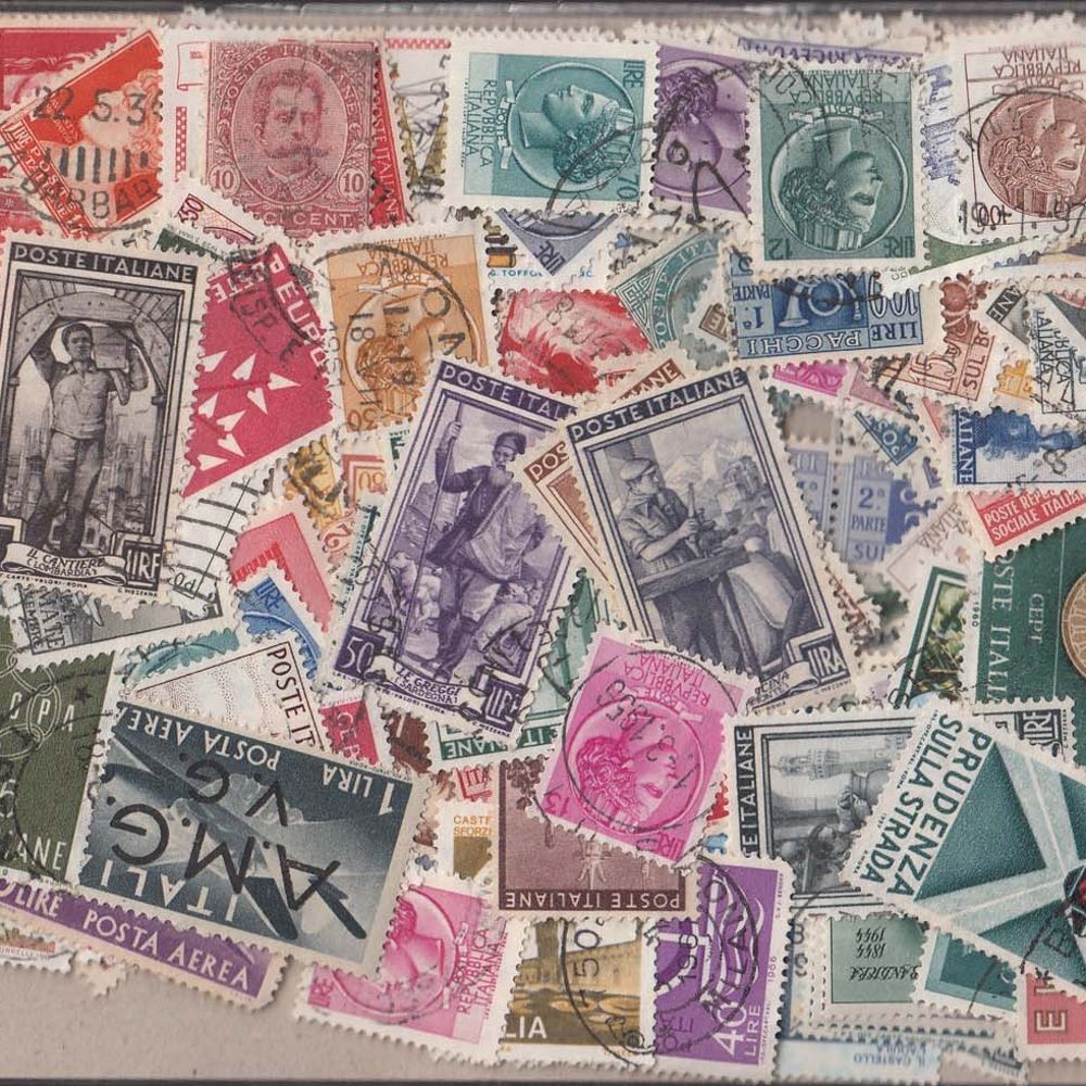 Early Years Italian Post Stamps Paper No Repeat Marked Postage Collections 48Pcs