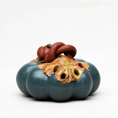 Yixing Purple Sand Tea Pet Pumpkin Handmade Clay Painted Tea Set Sculpture