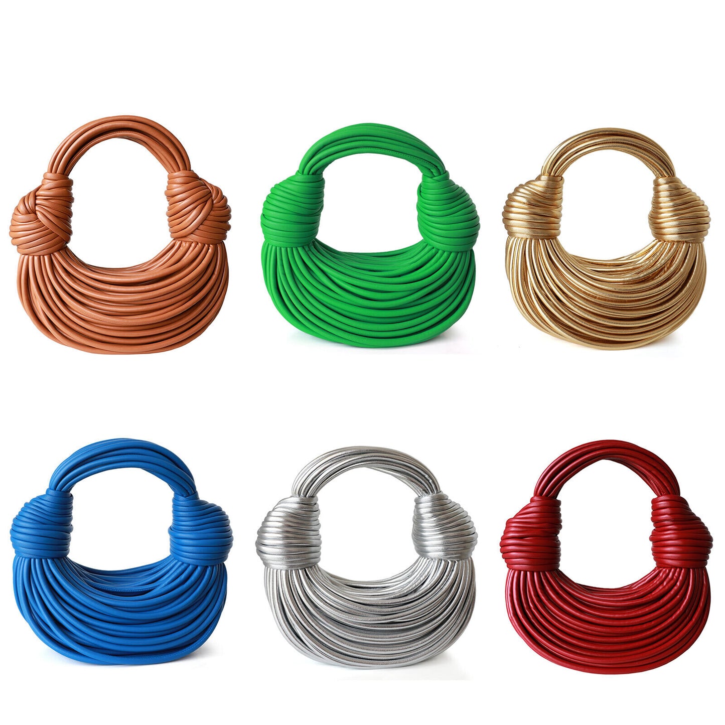 Tubular Microfiber Leather Double Knot Mini Small Tote Bag Purse Fashion Hobo