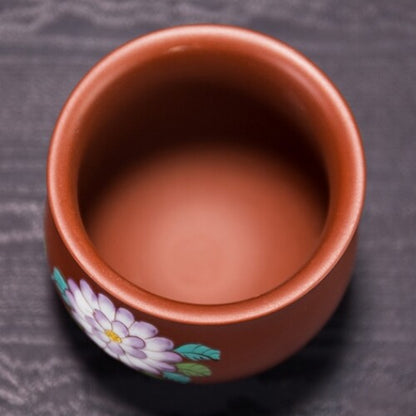 4pcs/lot Marked Tea Cup Chinese Handpainted Cup Real Yixing Zisha Purple Clay