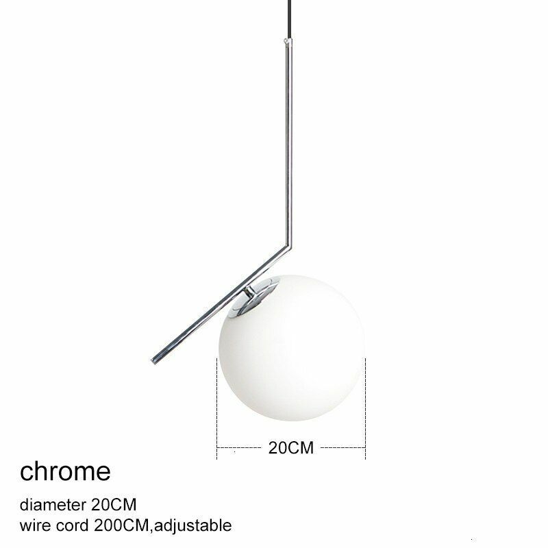 Pendant Lights Modern Glass Ball Home Dining Room Living Bedroom Hang Lamp Iron