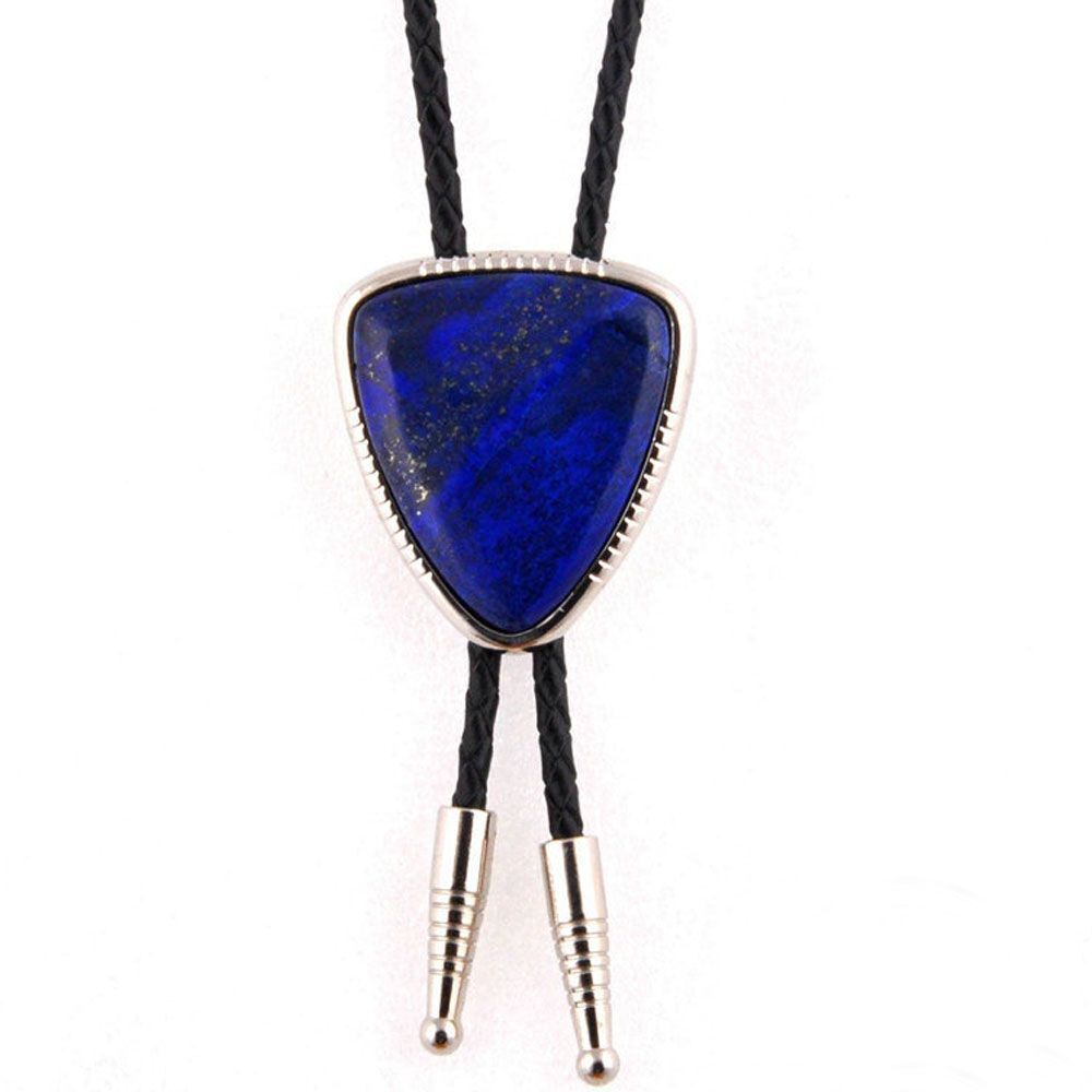 Men Bolo Ties Natural Agate Genuine Leather Rope Western Cowboy Jewelry Neckties