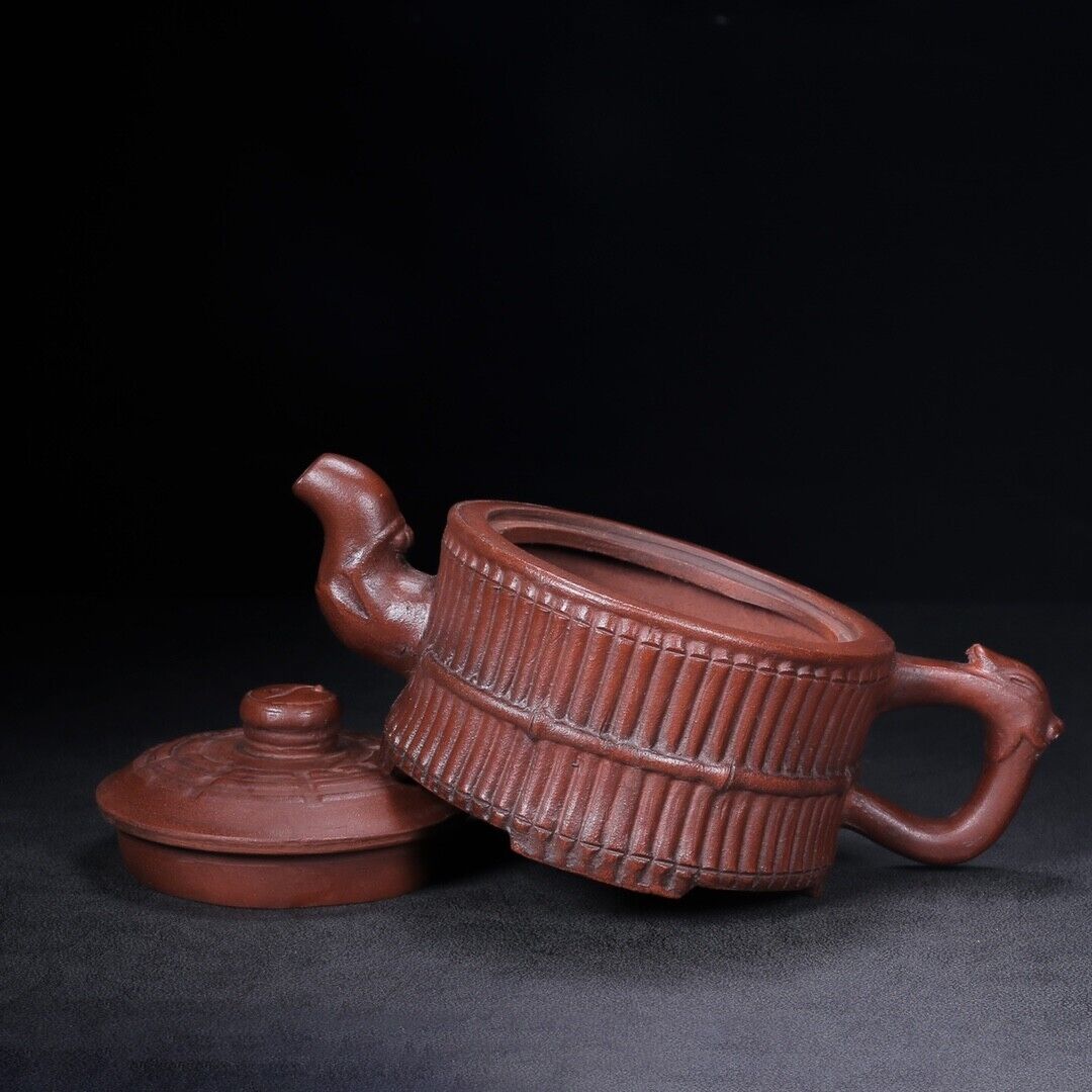 Chinese Yixing Zisha Clay Handmade Exquisite Teapot （龙头八卦一捆竹 底款：时大彬）