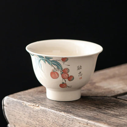 1PC Handmade Tea Cup Hand Painted Ceramic Tea Bowl Chinese Porcelain Tea Set