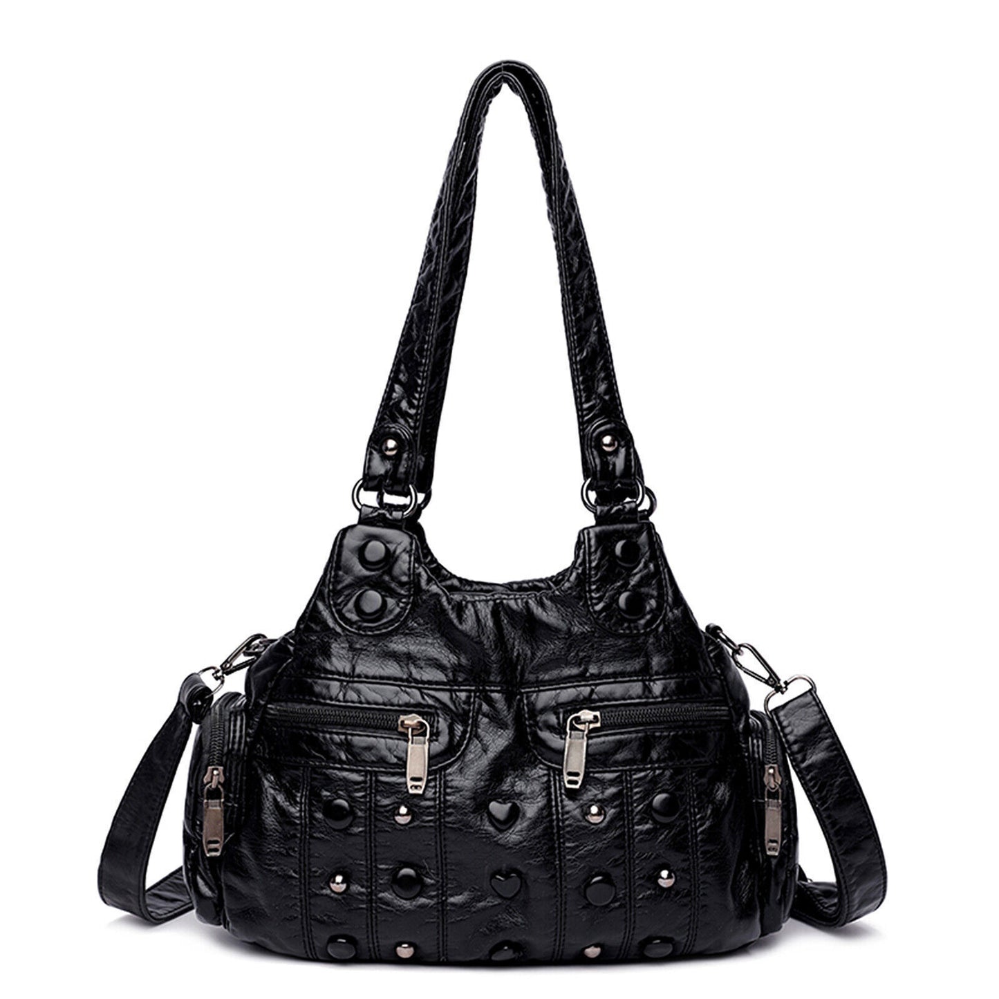 Vintage PU Leather Women Handbag Soft Crossbody Shoulder Bag Tote Double Handles