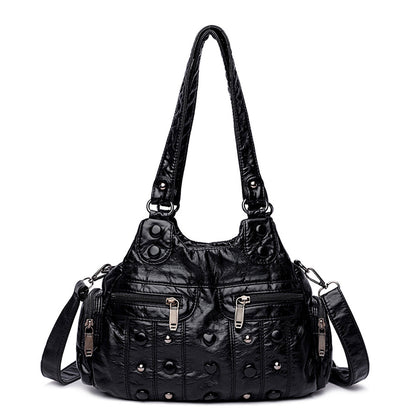 Vintage PU Leather Women Handbag Soft Crossbody Shoulder Bag Tote Double Handles