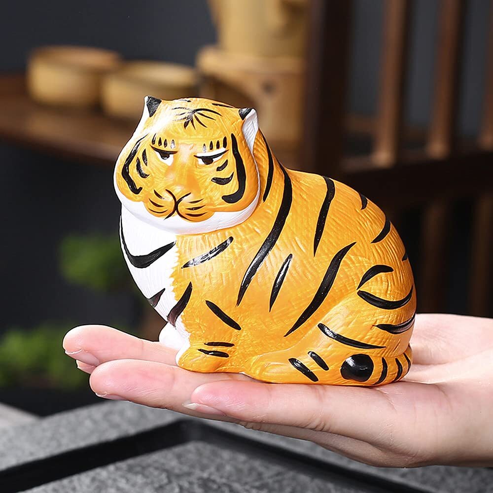 10cm Ceramic Tiger Tea Pet Ornaments Zen Tea Table Tea Tray Decor Tea Set