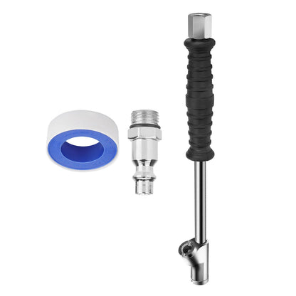 Dual Head Air Chuck 1/4" FNPT Straight Foot Lock On Truck RV Tire Inflate Chuck