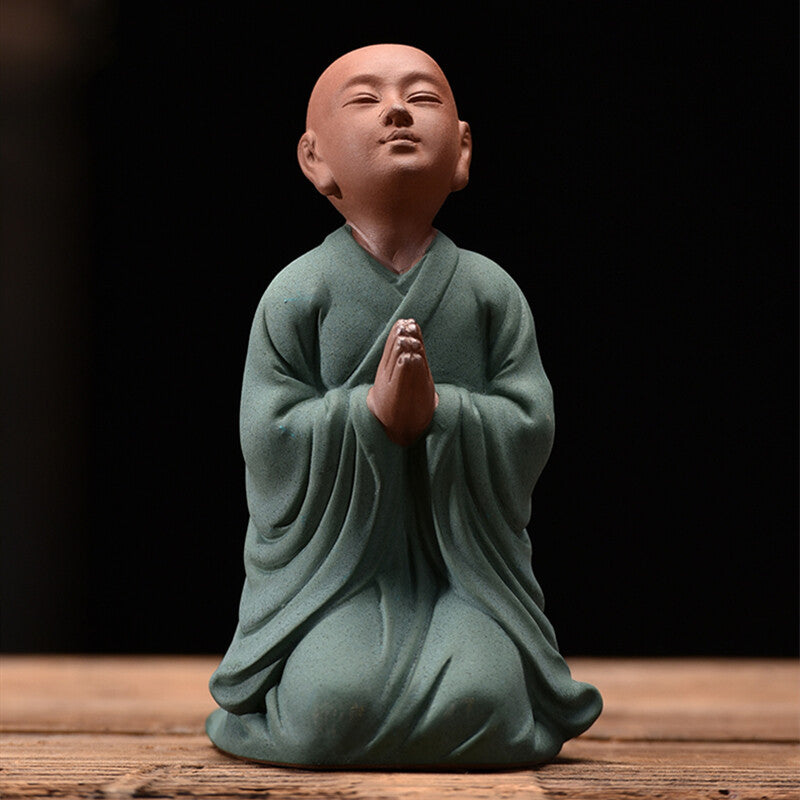One Zisha Tea Pet Yixing Purple Clay Monk Statue Zen Style Creative Ornament New