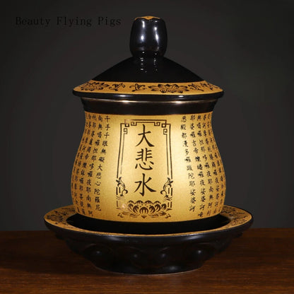 1-Piece Ceramic Water Cup Buddhist Temple Boat Victims -