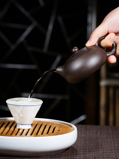 Marked Xishi Tea Pot Real Yixing Zisha Black Galaxy Clay Pot Handmade Ball Holes
