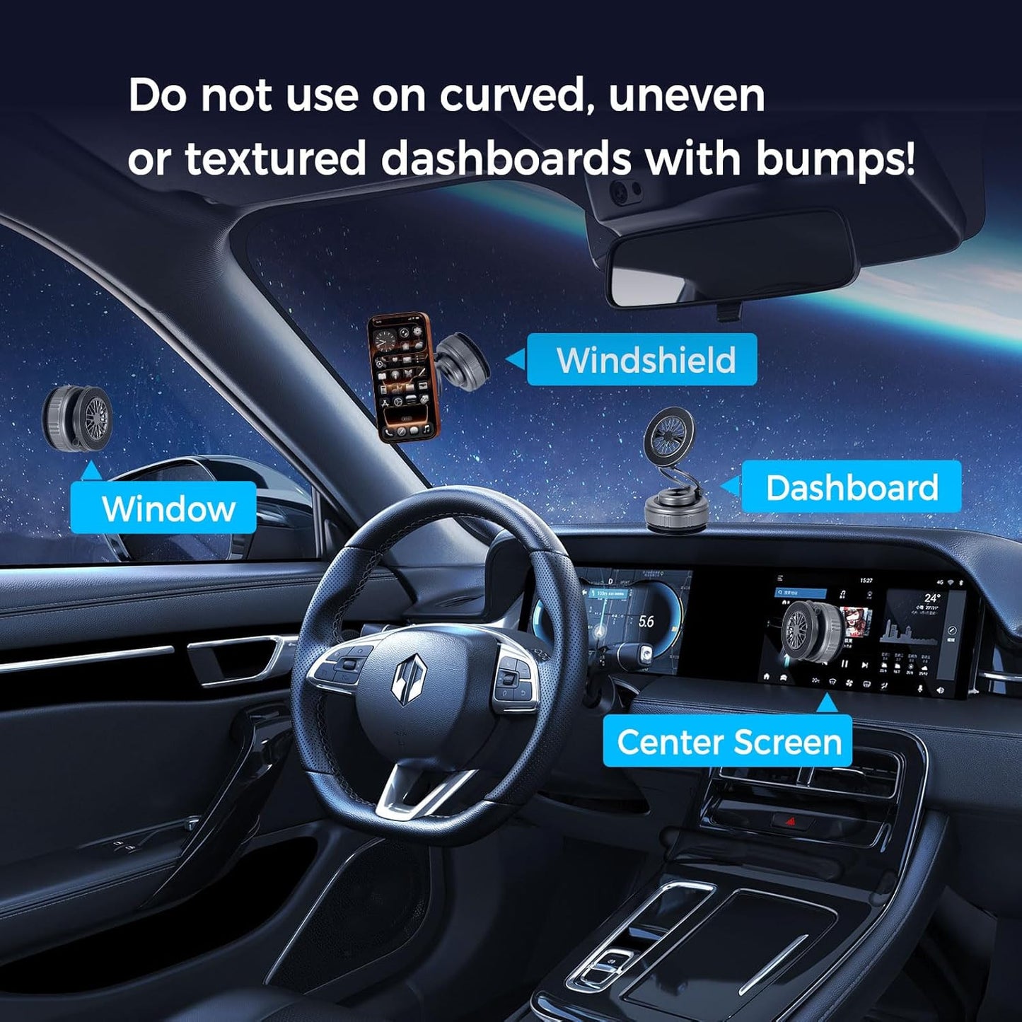 2026 Upgraded 360° Nano Gel Vacuum Magnetic Car Phone Holder,Reinforced Ultra Su