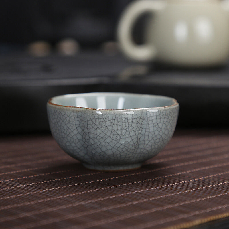 Marked Tea Cup Crackle Glaze Brother Kiln Porcelain Cup Longquan Celadon Cup Tea