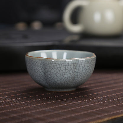 Marked Tea Cup Crackle Glaze Brother Kiln Porcelain Cup Longquan Celadon Cup Tea