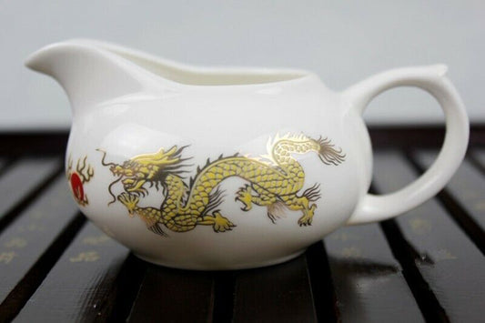 Tea Pot Dragon White Jade Porcelain Ceramic KungFu Tea Set Cup Teapot Sauser Set