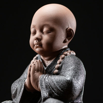 Chinese Yoga Monk Ornaments Home Decoration Ceramic Little Monk Buddha Statue