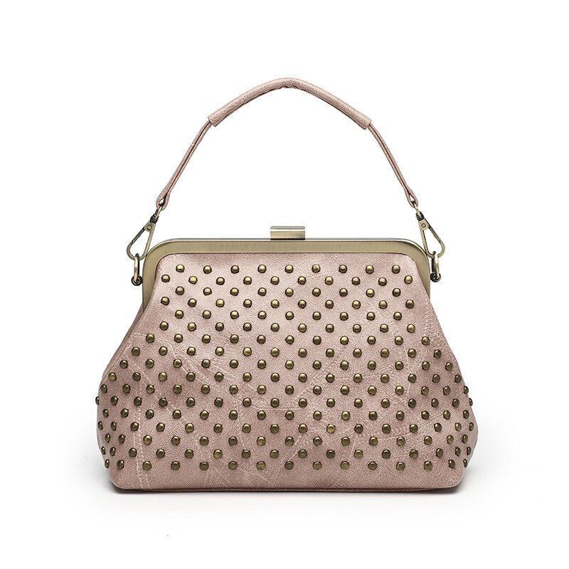 Vintage Rivet Handbag Crossbody Purse Synthetic Leather Shoulder Bag 24*10*18 CM