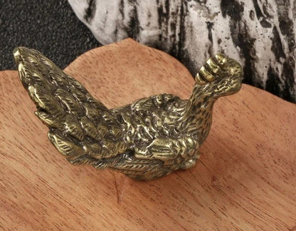 Brass Peacock Animal Statue Small Sculpture Tabletop Figurine Home Decor