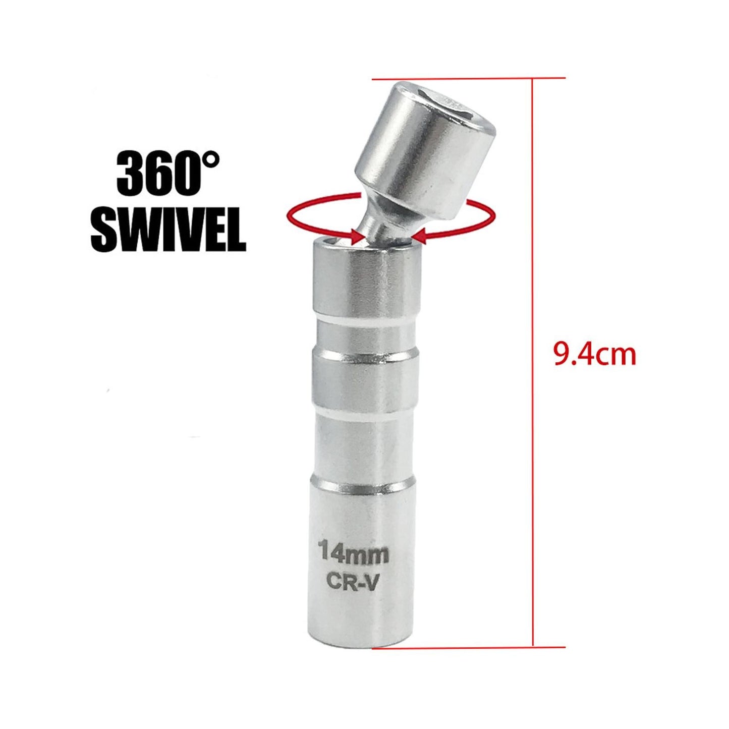 14mm Thin Wall Magnetic Swivel Spark Plug Socket 8 inch Drive 12 Point