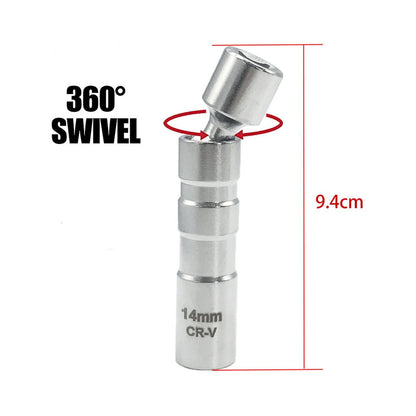 14mm Thin Wall Magnetic Swivel Spark Plug Socket 8 inch Drive 12 Point