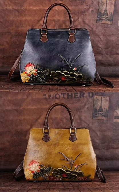 High quality Leather Glam Girls Slim Expandable Leather Shoulder Tote Bag