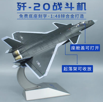 1:48 45CM J-20S Stealth Fighter Aircraft Plane Diecast Military Airplane Model