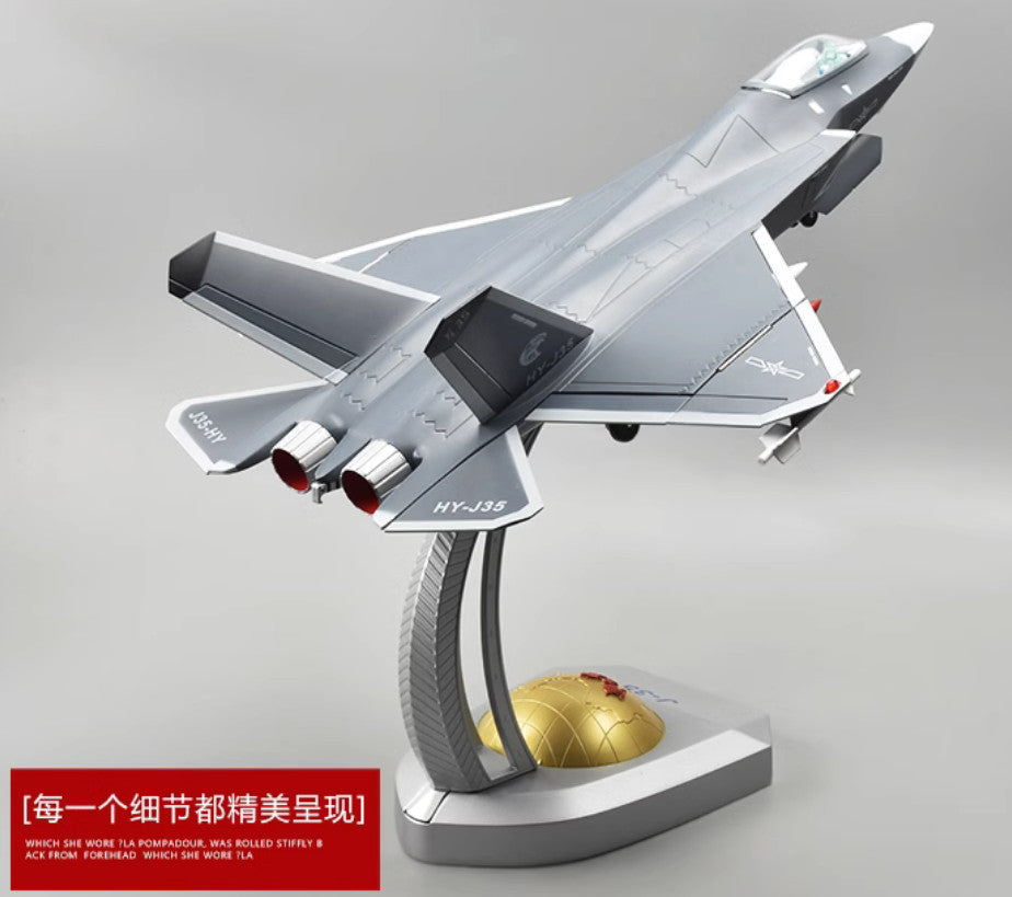 1:30 50CM China J-35 Fighter Jet Airplane Diecast Military Aircraft Plane Model