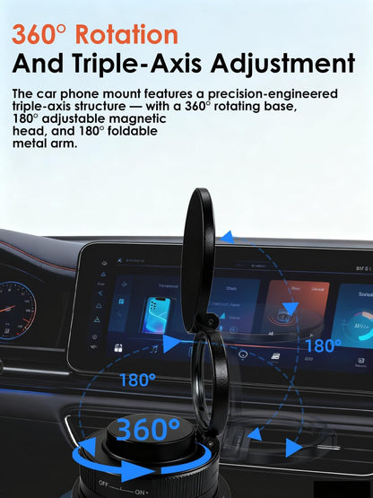 Vacuum Magnetic Car Phone Holder with Strong Magnets, 360° Adjustable Dash Cell