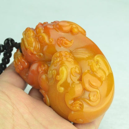 Huanglongyu Oversized Domineering Mother and Son Pixiu Hand Handle