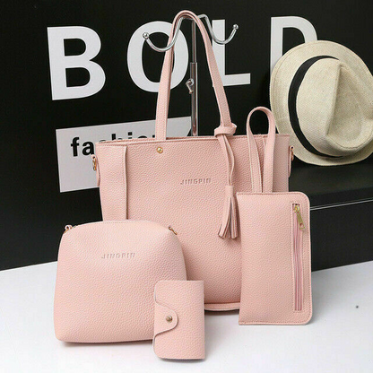 4pc/set PU Leather Bags Ladies Messenger Bag Satchel Tote Purse Shoulder Han New