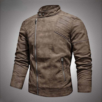 Leather Jacket Men Winter Fleece Motorcycle Coats Biker PU Jackets Slim Overcoat