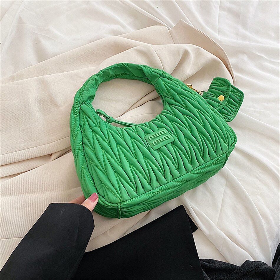 2PCS Set Half Moon Bag Purses Handbags Luxury Nylon Tote Underarm Bag 29*15*9 CM