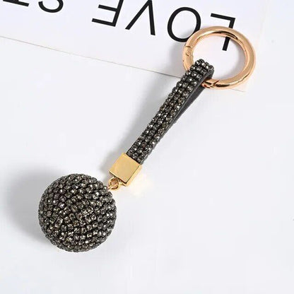 Rhinestone Ball Leather Strap Key Chain Pendant Charm Crystal Purse Bag Car Ring
