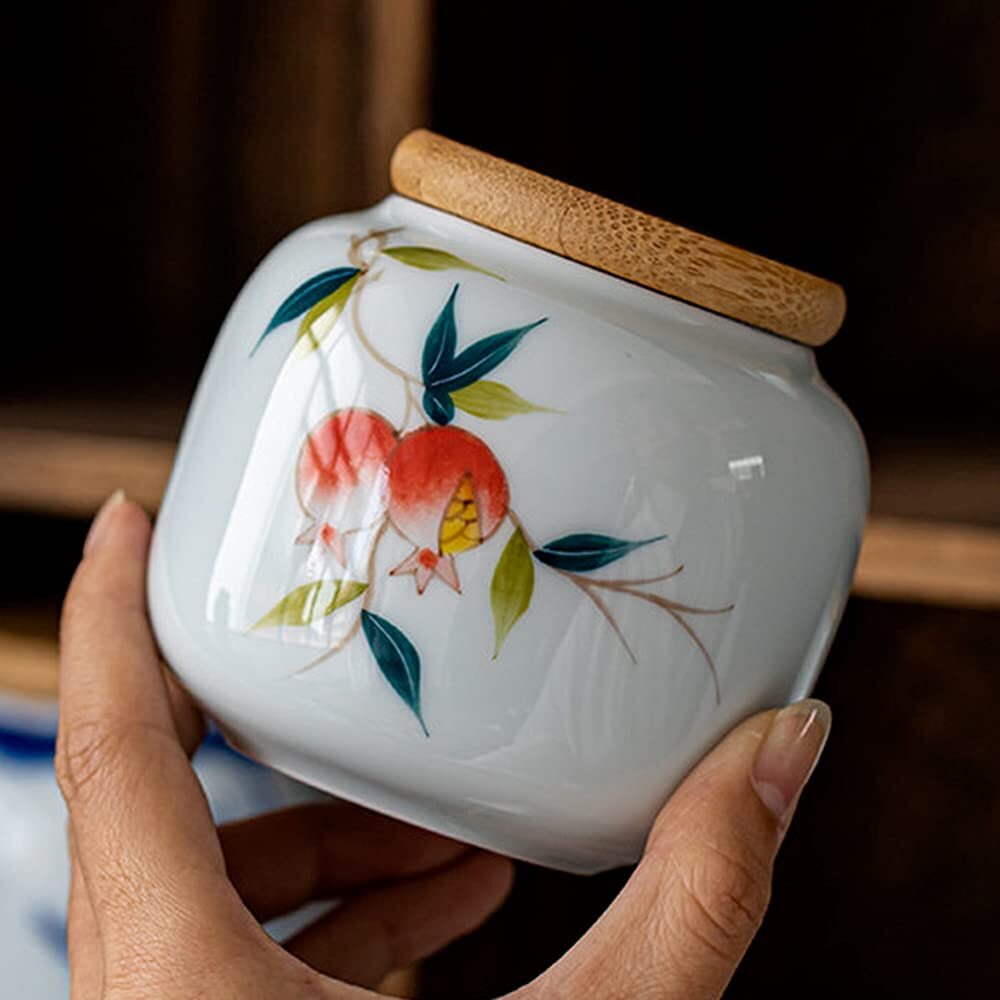 8.5cm Hand Painted Ceramic Tea Cans Sealed Jar Household Tea Caddy Storage Cans