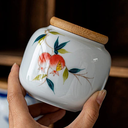 8.5cm Hand Painted Ceramic Tea Cans Sealed Jar Household Tea Caddy Storage Cans