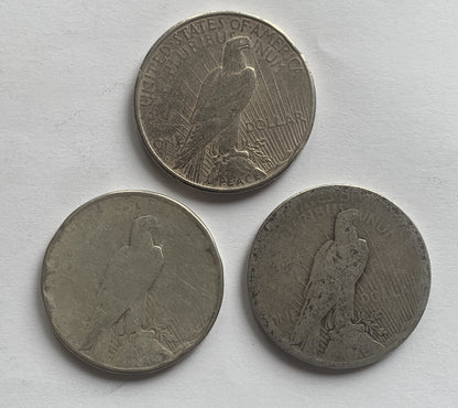1923S 1922S 1922S USA Peace Silver Dollar 3 Coins Lot Old Constitution Money和平银元