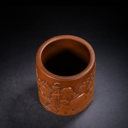 Chinese Yixing Zisha Clay Handmade Exquisite Penholder （笔筒 底款：杨季初）