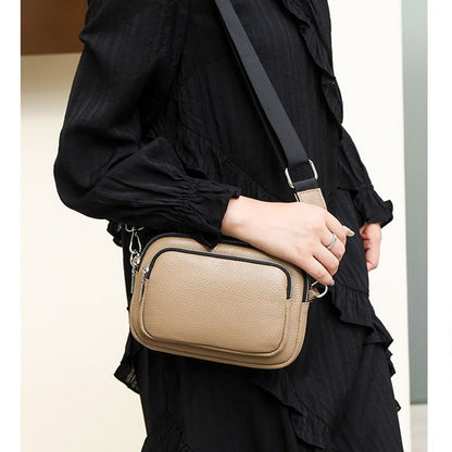 Sling Shell Handbag Genuine Leather Vintage Shoulder Messenger Bag 3*14.5*20.5CM