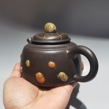 Vintage Chinese Yixing Purple Clay Teapot Zisha Ceremony Collectible Calligraphy