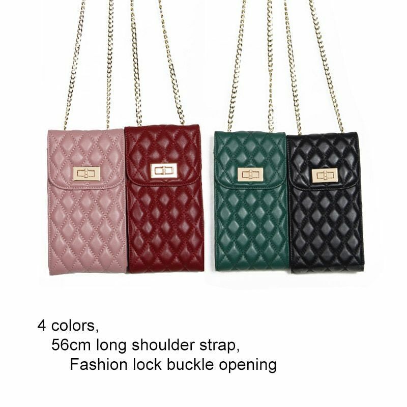 Leather Phone Bag Purse Shoulder Sheepskin Small Chain Strap Crossbody Wallet