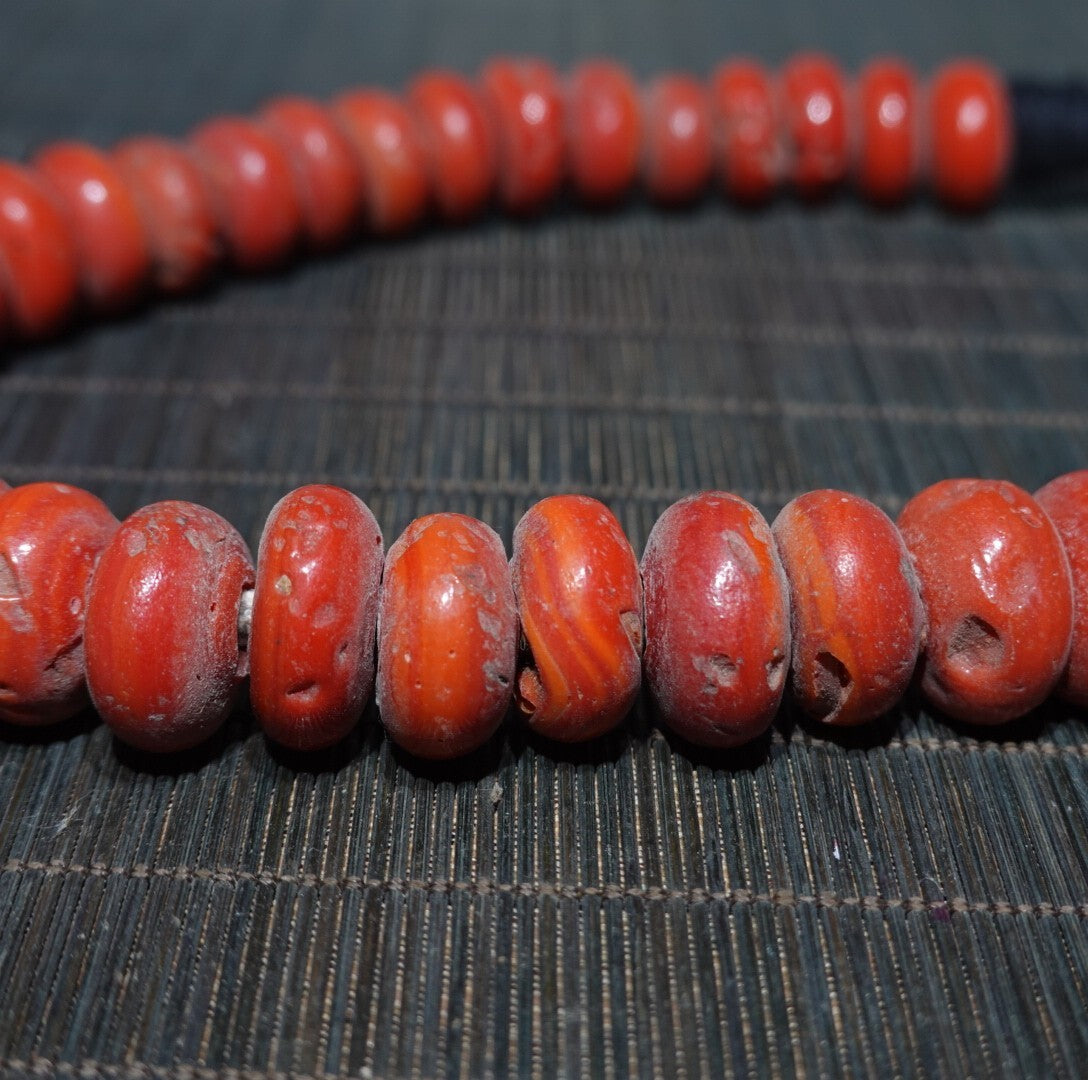 Chinese Old Coral Necklace Decor Collected