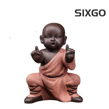 Exquisitely Color Sand Pottery Kung Fu Monk handmade Tea Pet home Decoration