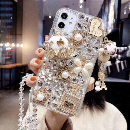 Bling Diamond Pumpkin Carriage Phone Case for iPhone 16 /15//14/13/12/11/X/Xs/XR
