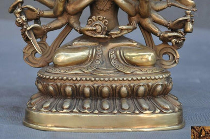 7"Old Tibet Buddhism bronze 1000 arms Avalokitesvara Tara Kwan-yin Buddha statue