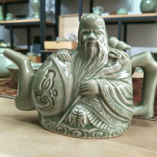 7.1" Chinese Antique Ceramic Green Tea Kettle Pot Assassins Teapot Handmade