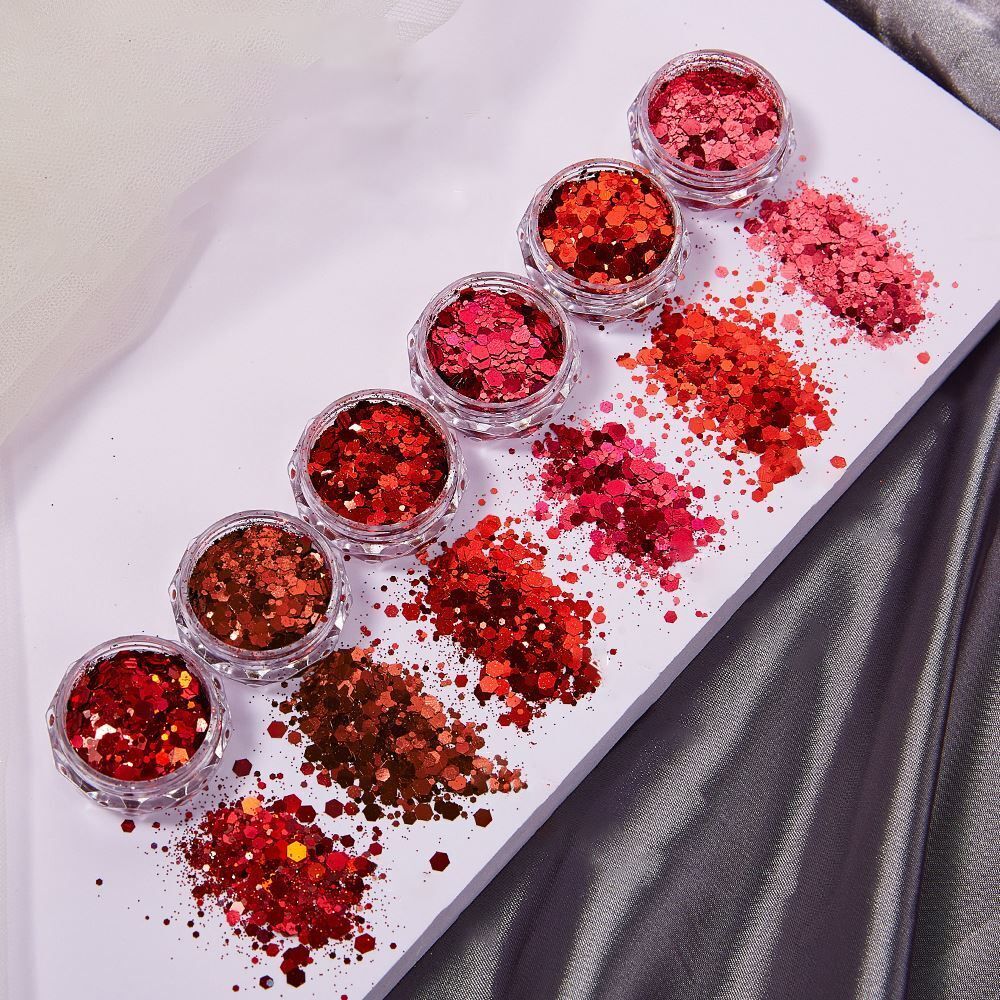 Nail Art 6Pcs Sequins Glitter Hexagon Flakes DIY Epoxy Silicone Mold Filling Kit