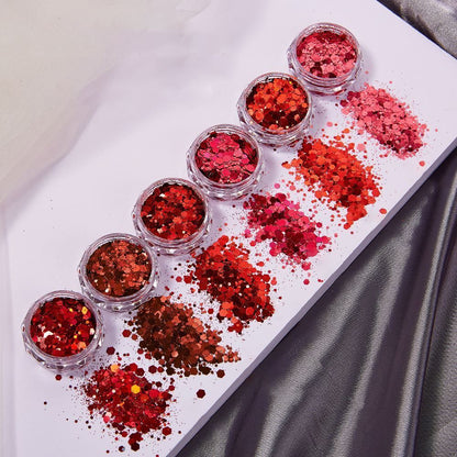 Nail Art 6Pcs Sequins Glitter Hexagon Flakes DIY Epoxy Silicone Mold Filling Kit
